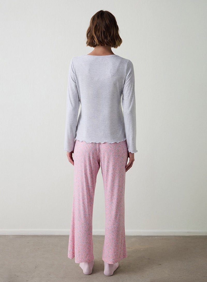 بنتي بلوزة بيجامة بأكمام طويلة ورقبة على شكل حرف  مطبوعة ليس اليوم - Image 4